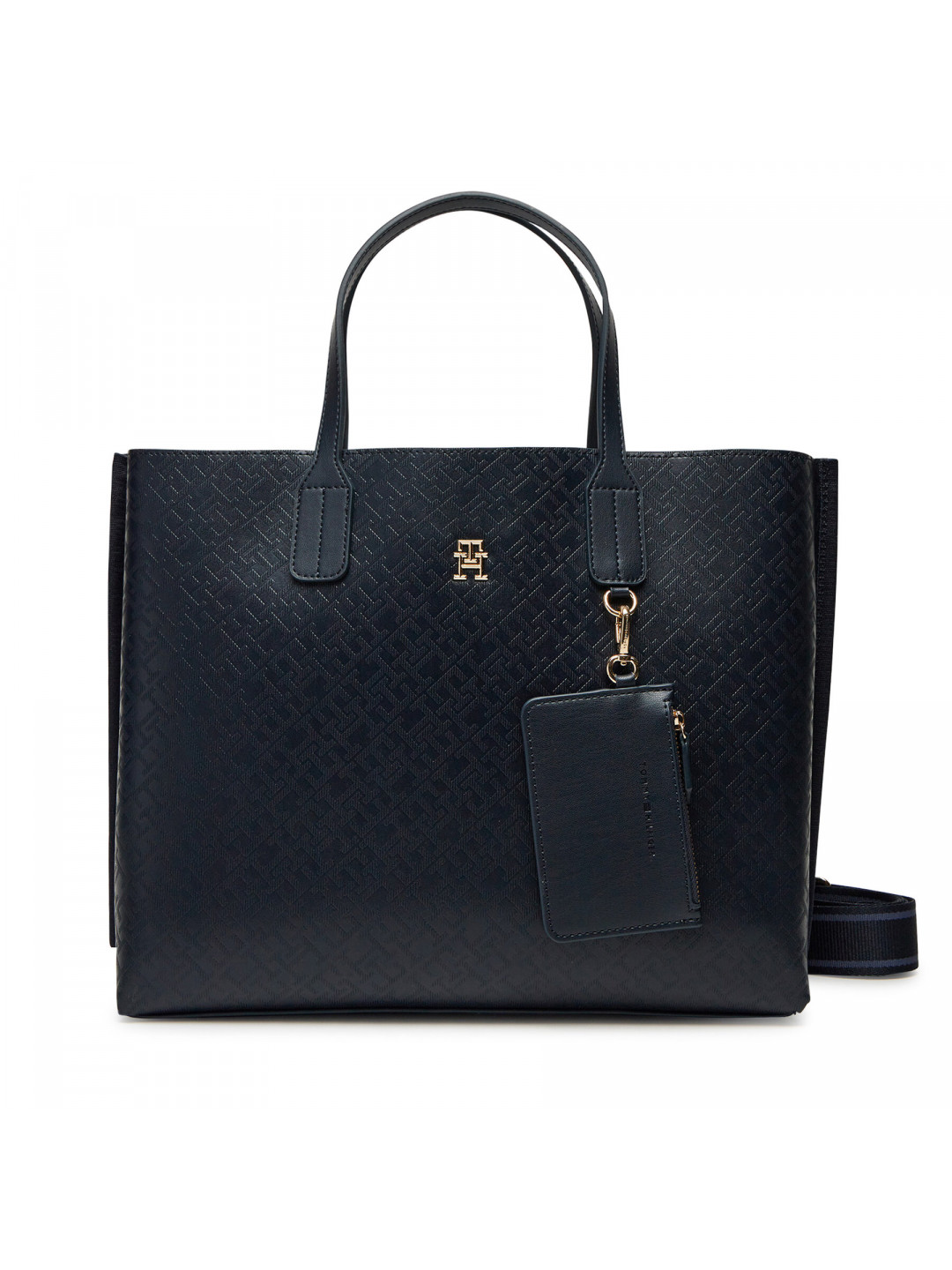Kabelka Tommy Hilfiger Th Distinct Satchel Mono AW0AW17174 Tmavomodrá